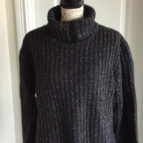 H&M Sweaters - H&M black lambs wool blend button collar turtleneck long sleeve knit sweater M